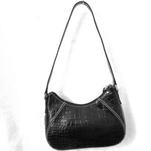 Liz Claiborne Accessories Black  Faux Croc Handbag